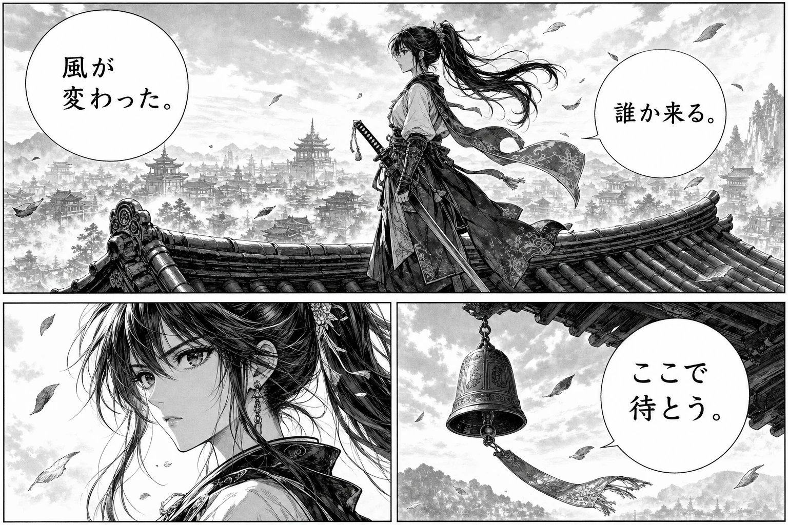 Illustrative manga page with Japanese dialogue
